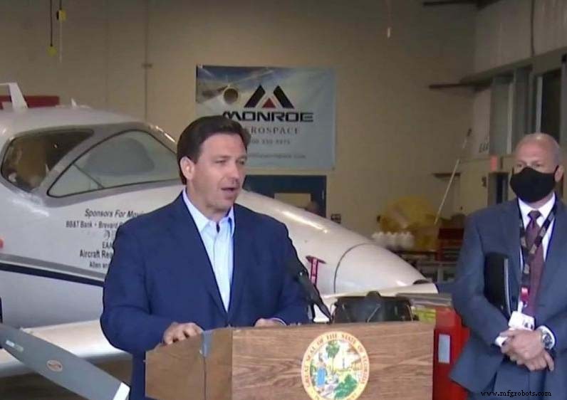 Gov. DeSantis Visits Eau Gallie High School; Monroe Aerospace Supports Technician Program