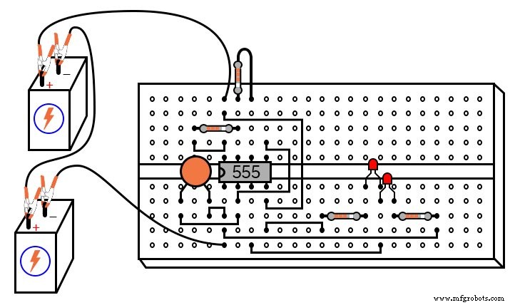 555 Timer Astable Oscillator: LED Demo & Duty Cycle Exploration