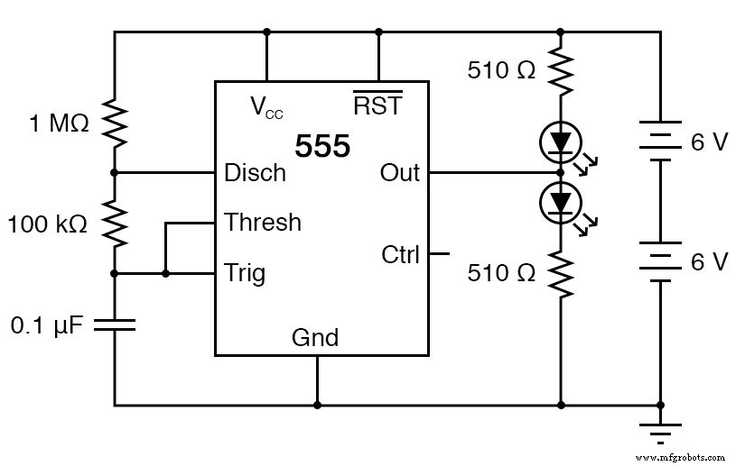 555 Timer Astable Oscillator: LED Demo & Duty Cycle Exploration