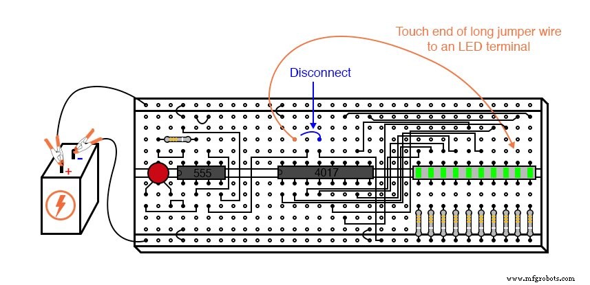 Build an LED Sequencer with 555 Timer & 4017 Counter – Frequency Division & Debounce