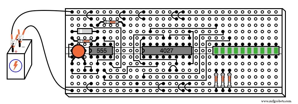 3‑Bit Binary Counter with 555 Timer and 4027 Flip‑Flops