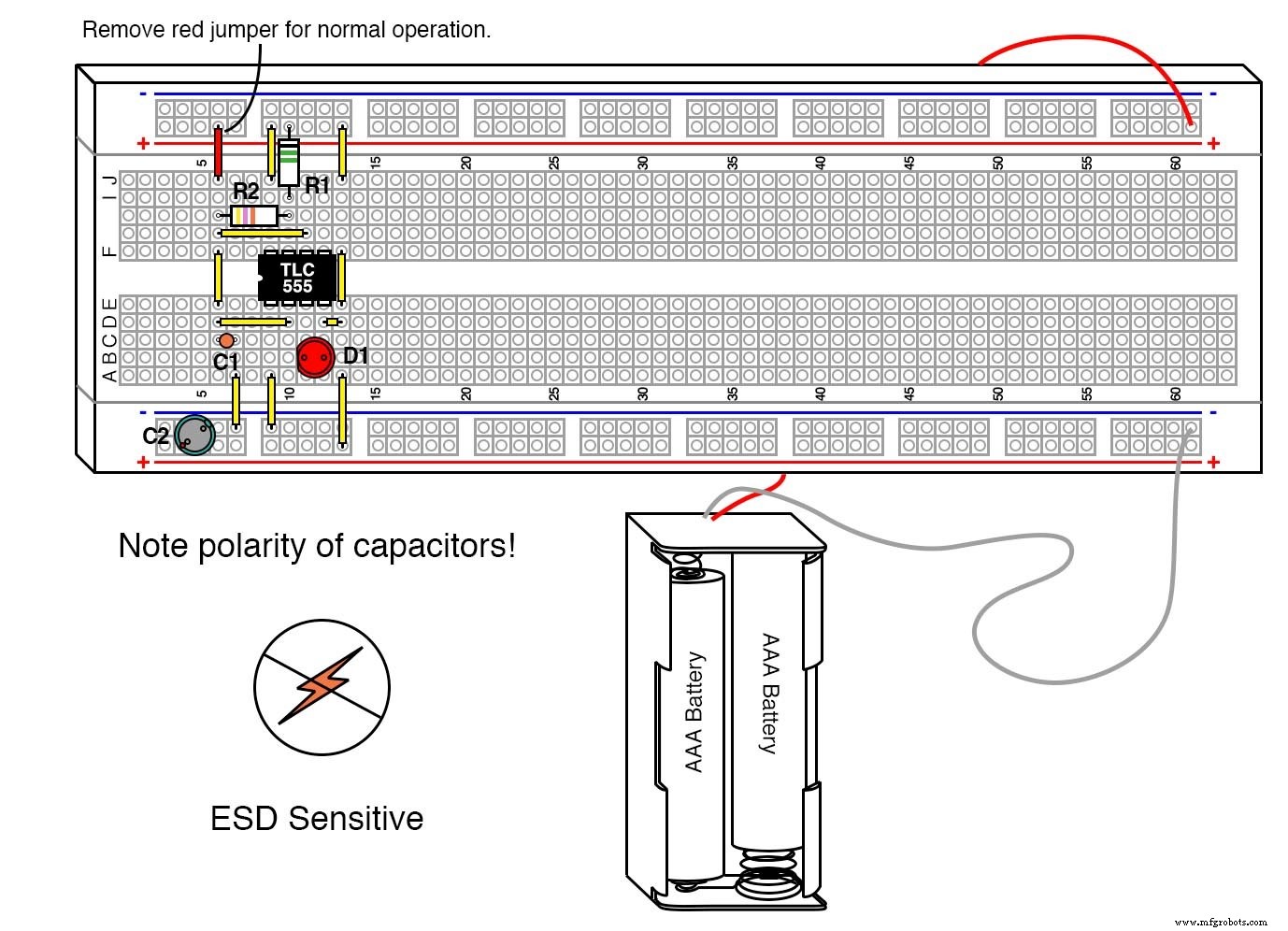 CMOS 555 Long‑Duration Blue LED Flasher – Practical 555 Astable Circuit Tutorial