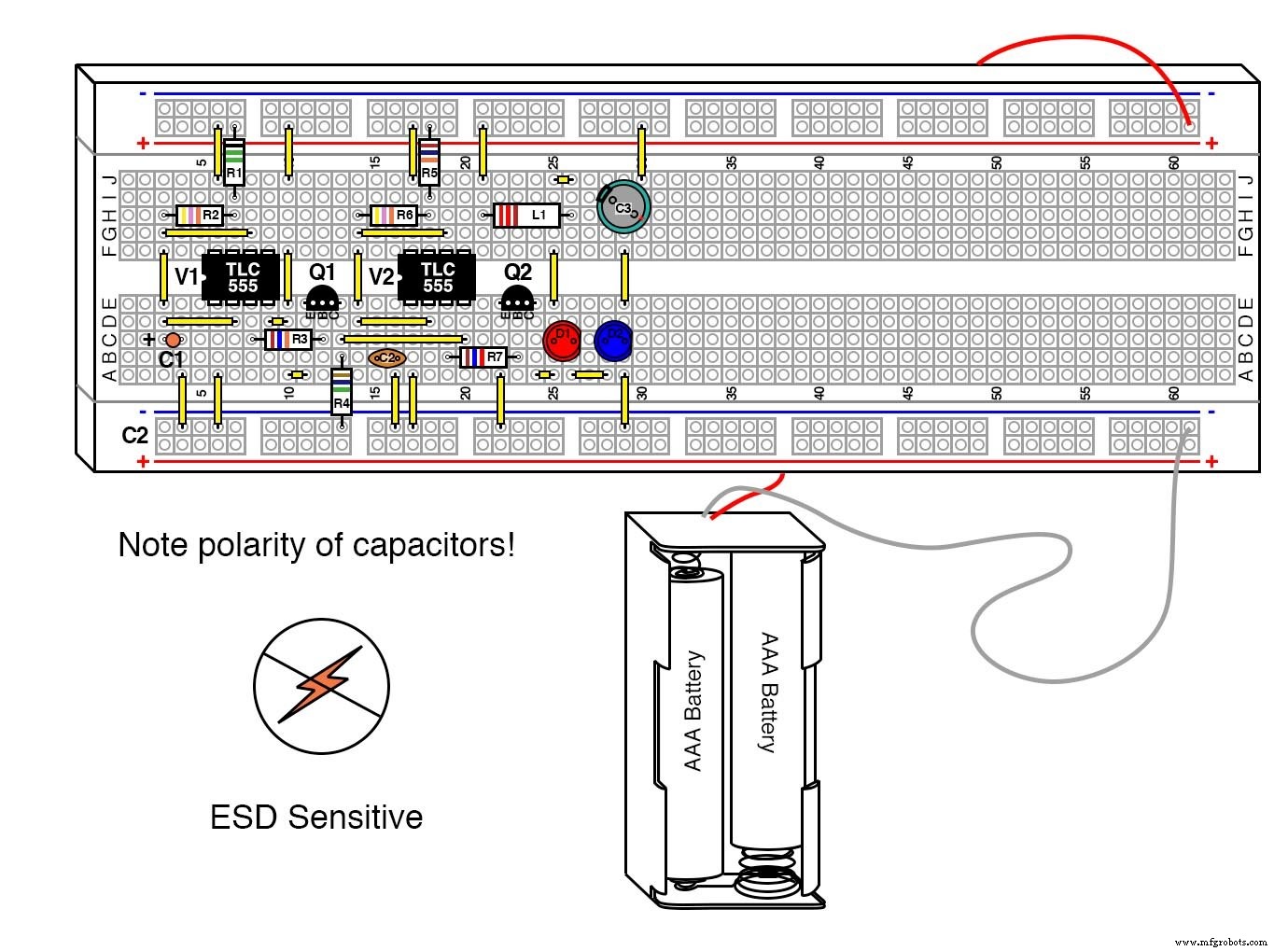 CMOS 555 Long‑Duration Flyback LED Flasher