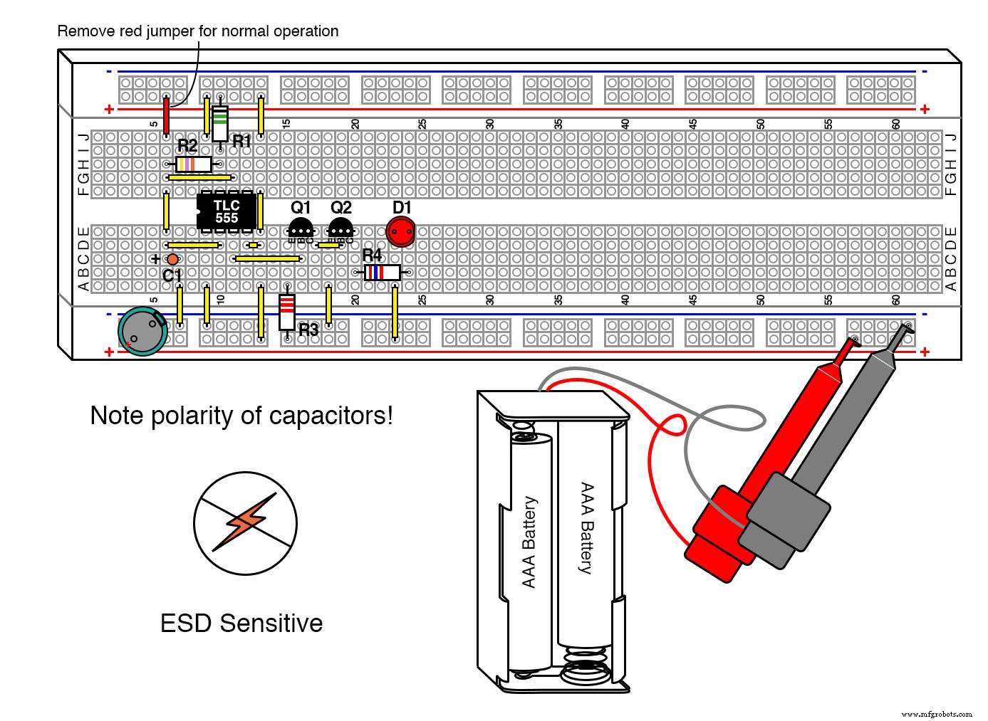 CMOS 555 Long‑Duration Red LED Flasher – Precision Driver Circuit for Reliable Performance