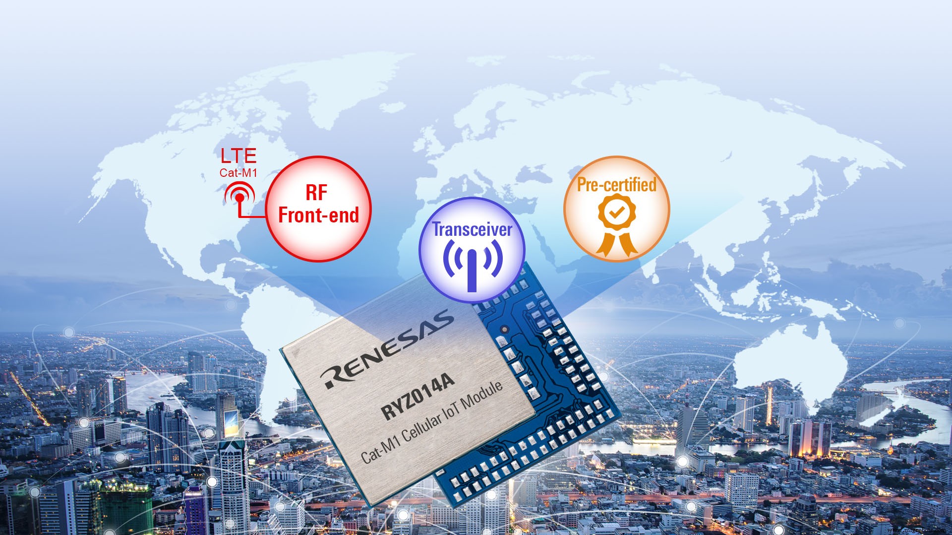 Renesas Launches RYZ014A LTE‑Cat‑M1 IoT Module for Global Cellular Connectivity