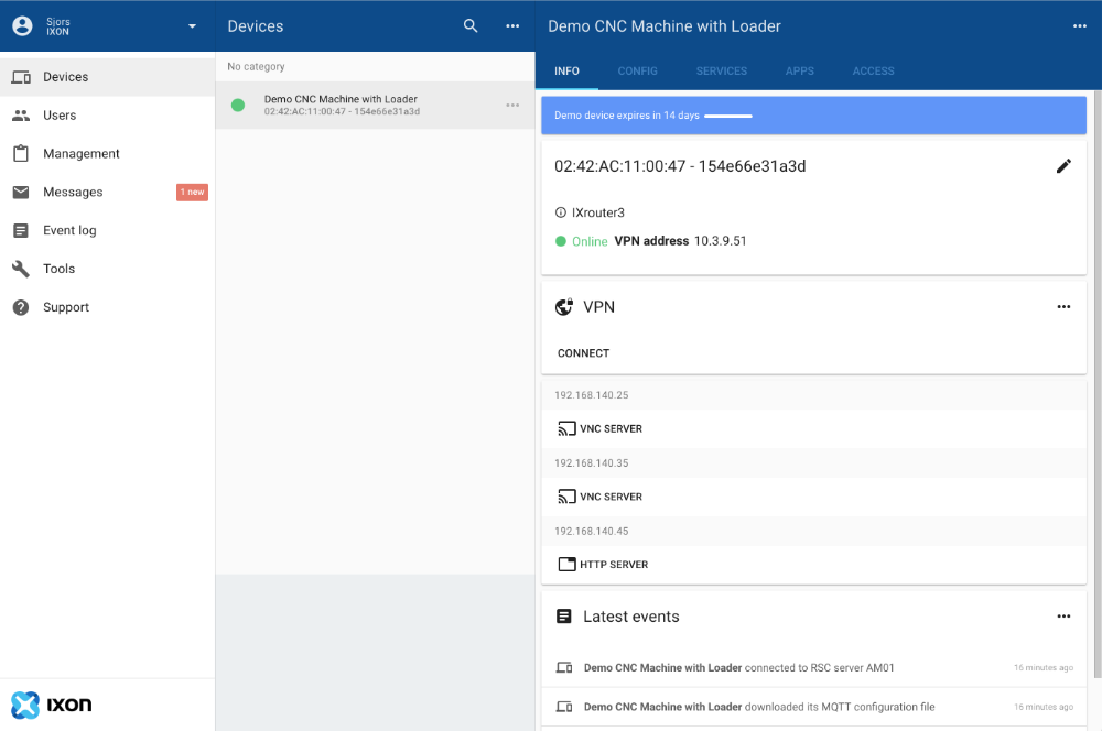 Discover IXON Cloud Instantly: Free Virtual Demo Device for Remote Access & IoT Testing