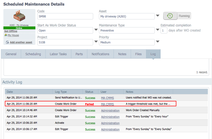 Enhanced Visibility and Tracking for Scheduled Maintenance in CMMS