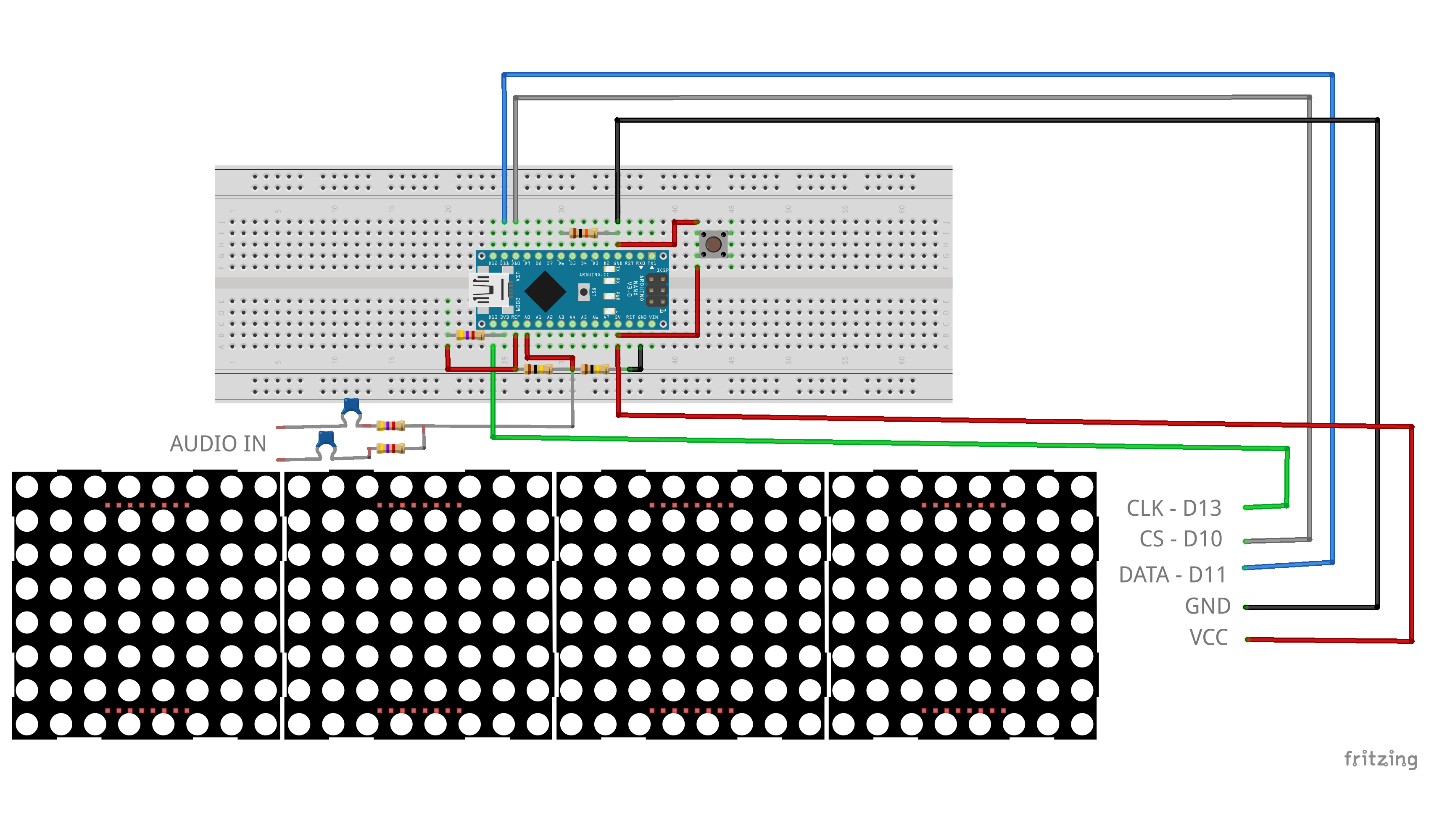 32‑Band Arduino Audio Spectrum Analyzer – Linear & Pseudo‑Log Display