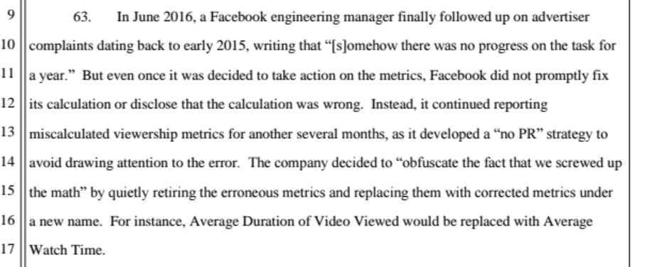 Facebook Faces Lawsuit Over Alleged Video Metric Misrepresentation