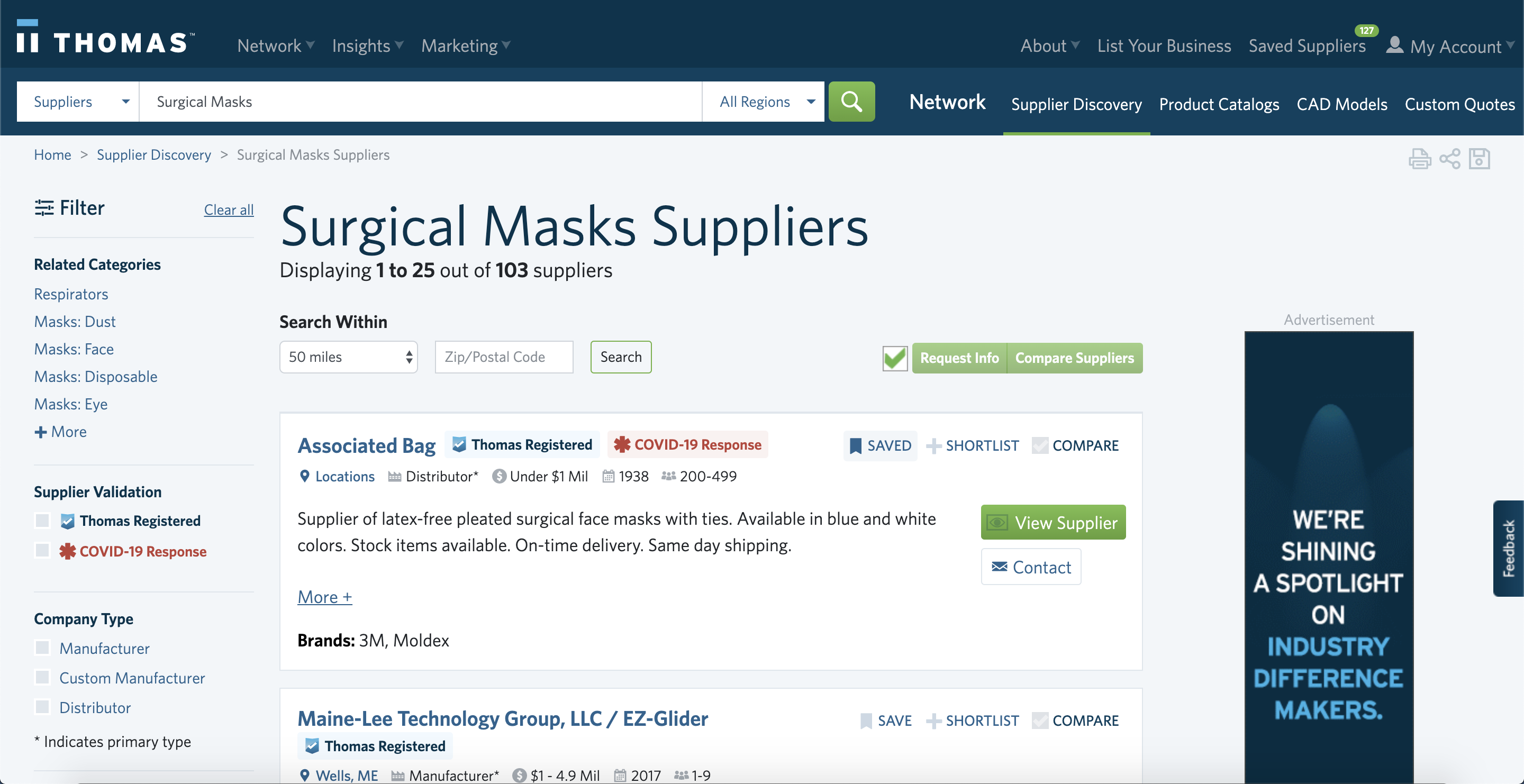 Thomasnet COVID‑19 Response: Connecting Critical Suppliers & Resources