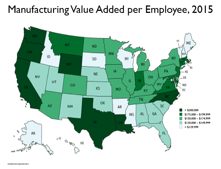 Who Leads? Ranking U.S. States by Manufacturing Value Added per Employee