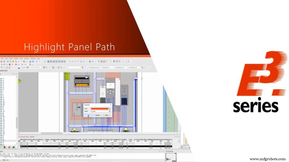 E3.series 2021: Highlight Panel Connections for Faster Electrical Design