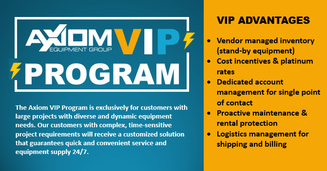 Axiom Equipment Group Introduces VIP Program Tailored for Large-Scale Projects