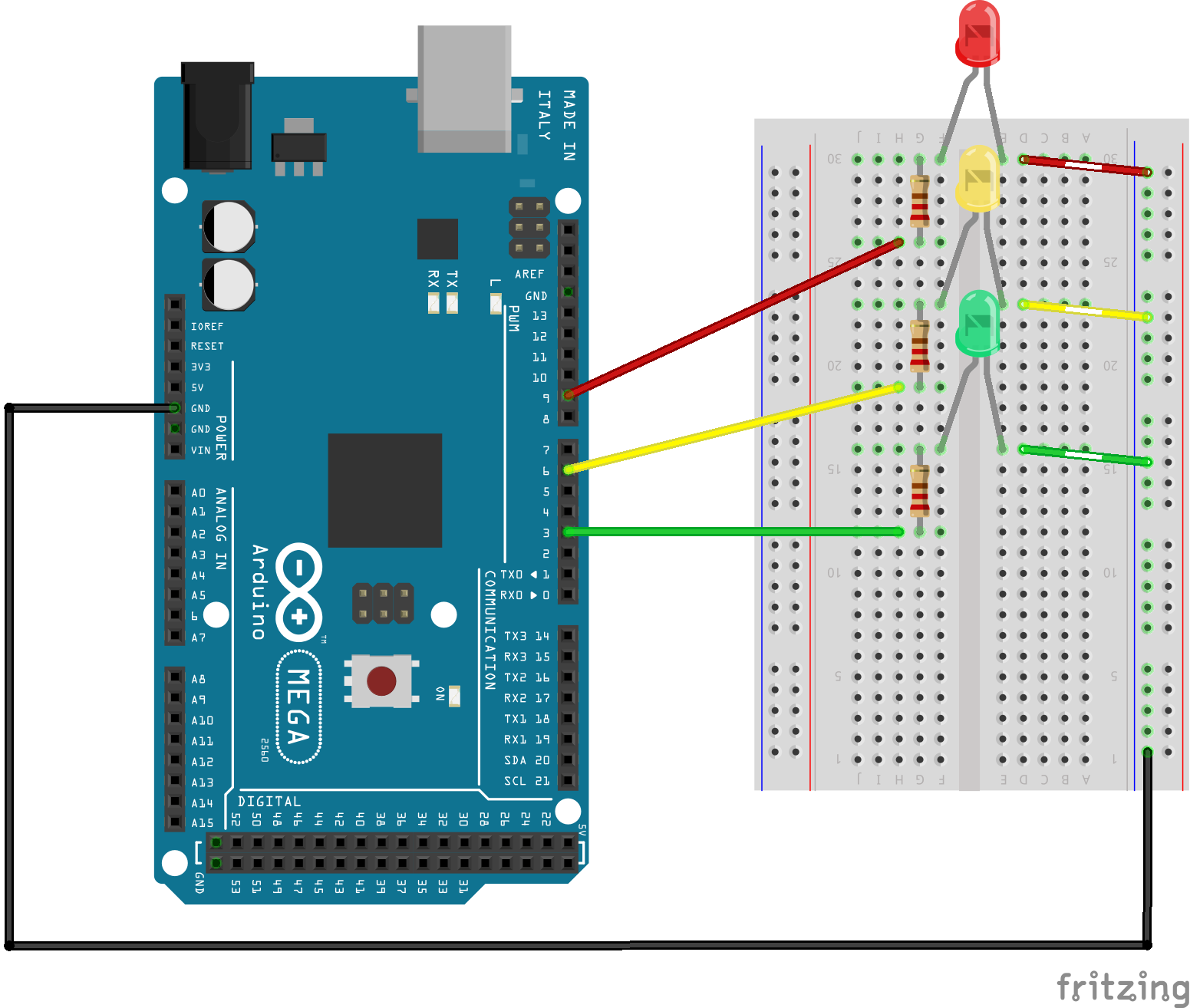 Control LED Brightness with PWM via Push‑Button on Arduino Mega