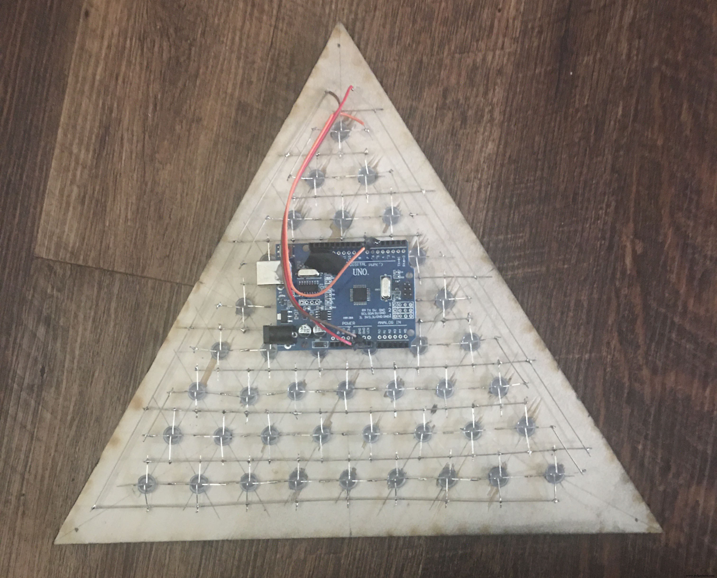 Dynamic LED Triangle Art: Build a 45-LED RGB Display with Arduino UNO