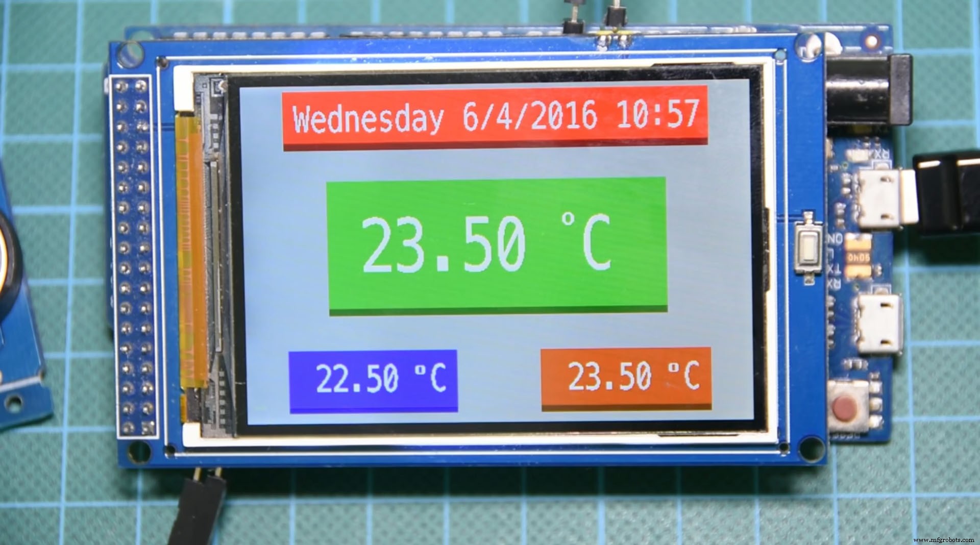 Arduino Temperature Monitor & Real-Time Clock Using a 3.2” TFT Display