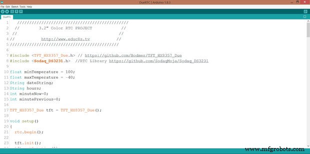 Arduino Temperature Monitor & Real-Time Clock Using a 3.2” TFT Display