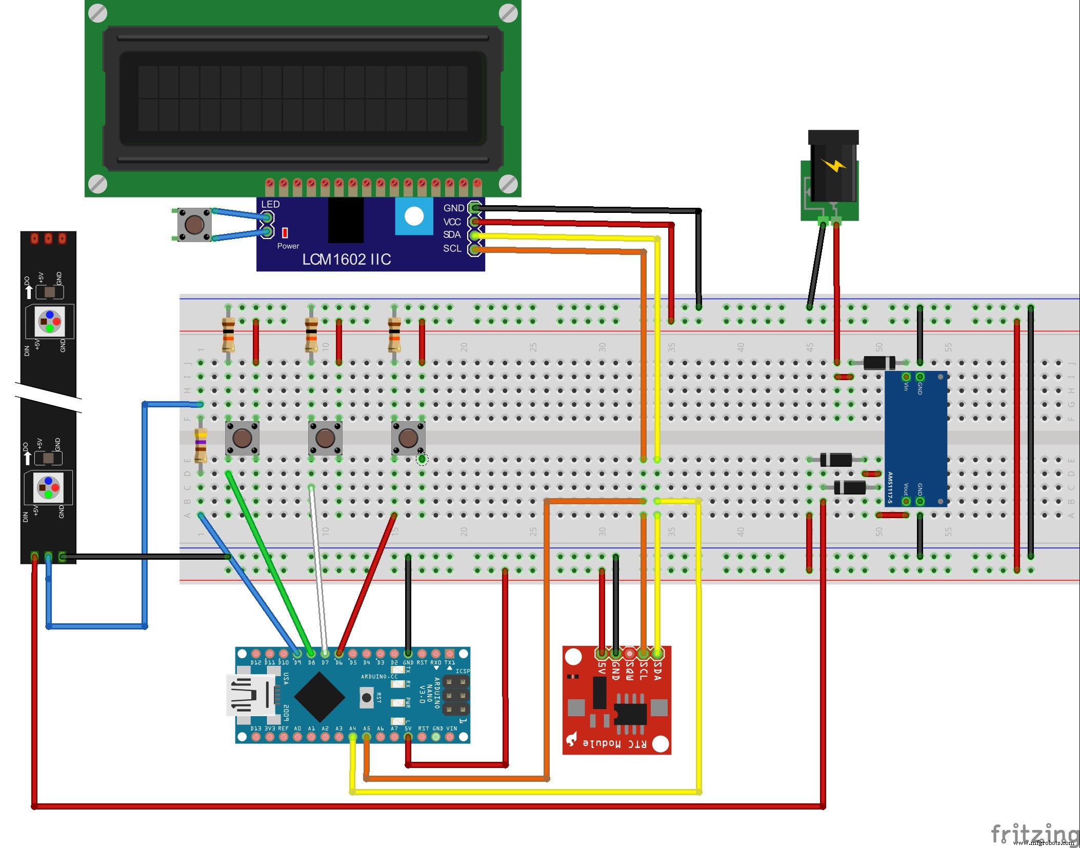 Build an Italian Word Clock with Arduino Nano, NeoPixel, LCD, and RTC