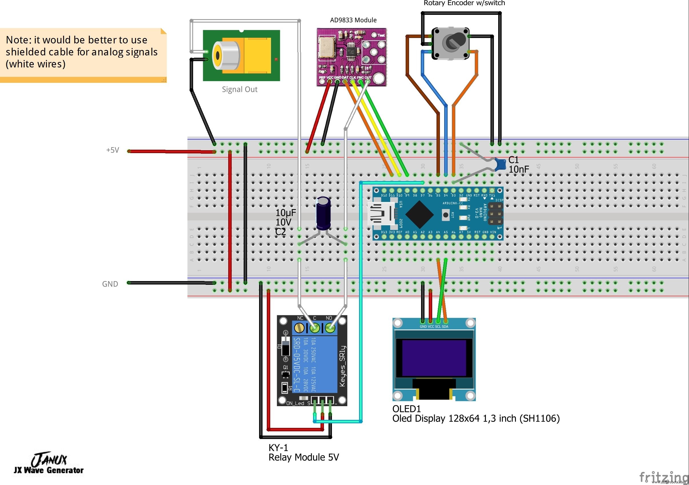 JX Wave Generator – Arduino-Compatible DDS Oscillator with OLED Display