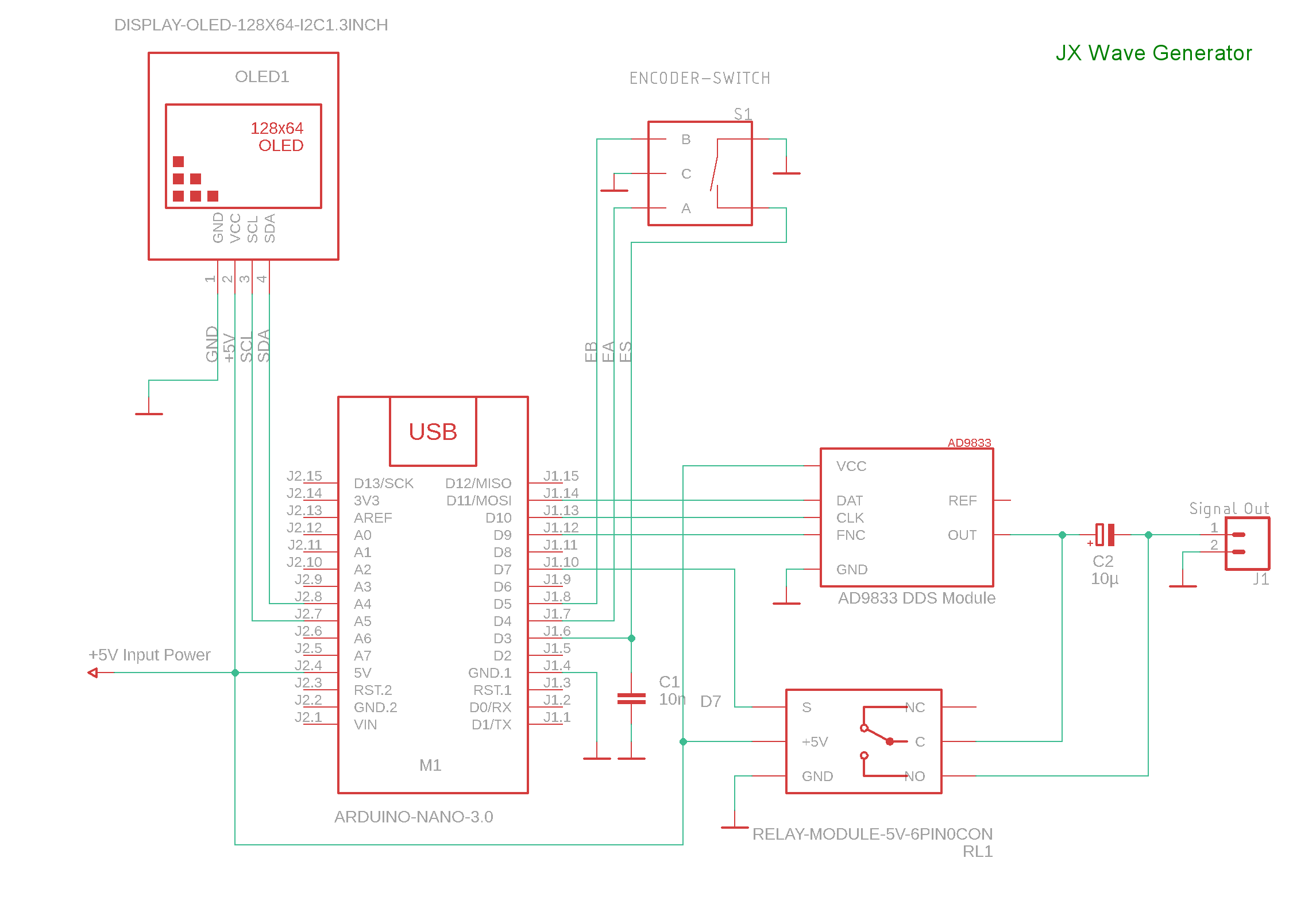 JX Wave Generator – Arduino-Compatible DDS Oscillator with OLED Display