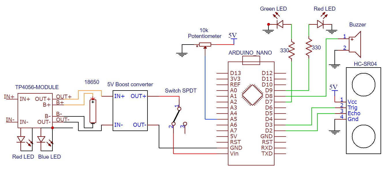 Portable Range Detector – Arduino Nano DIY Kit with HC‑SR04, 18650 Power, and 3D‑Printed Enclosure