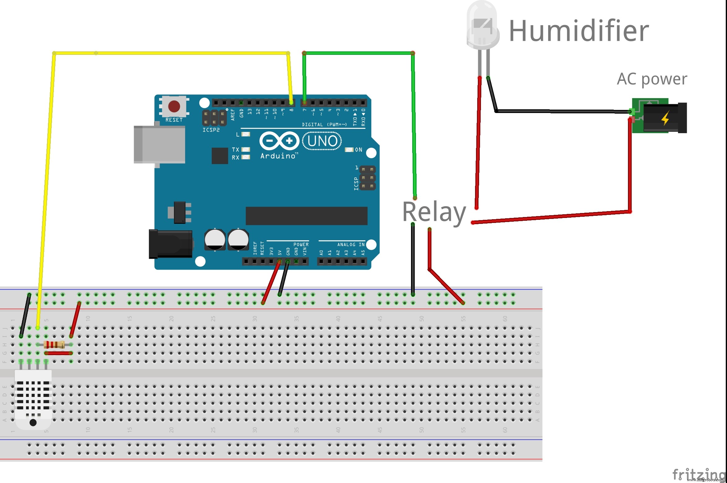 DIY Arduino Humidifier Controller with Relay – Safe High‑Voltage Setup