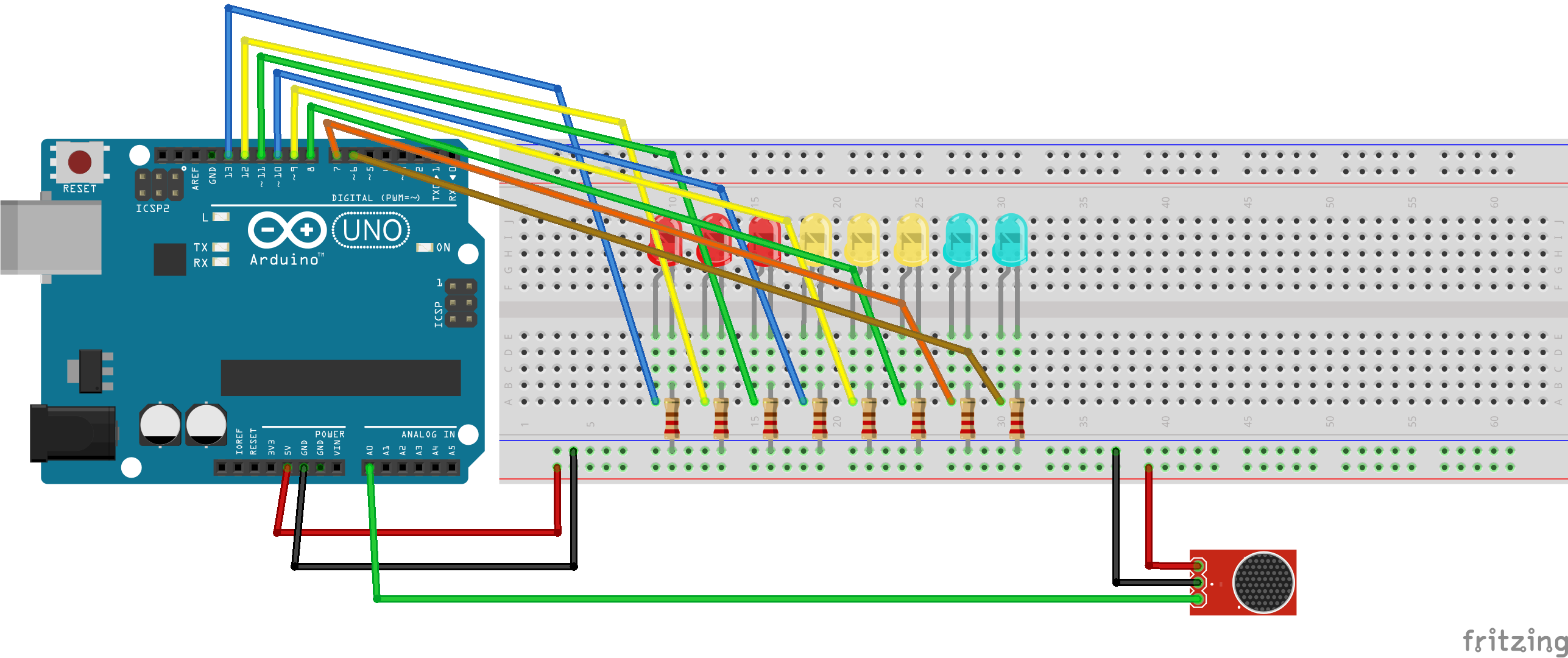 Sound-Activated 8-LED Light Display