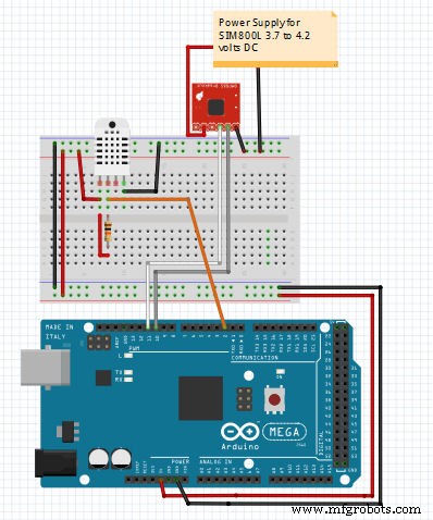 SMS‑Triggered DHT22 Temperature Readout with Arduino Mega 2560