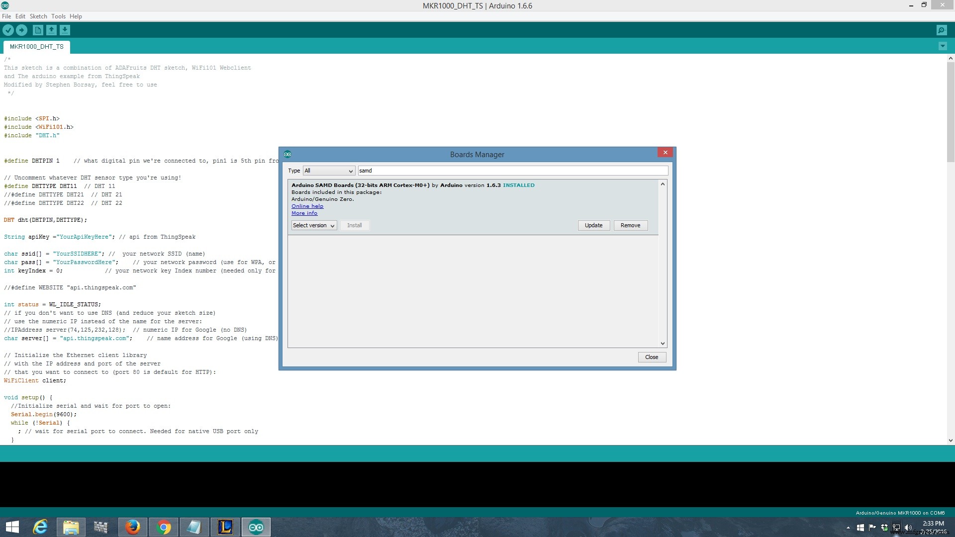 Upload DHT11 Sensor Data to ThingSpeak Using Arduino MKR1000