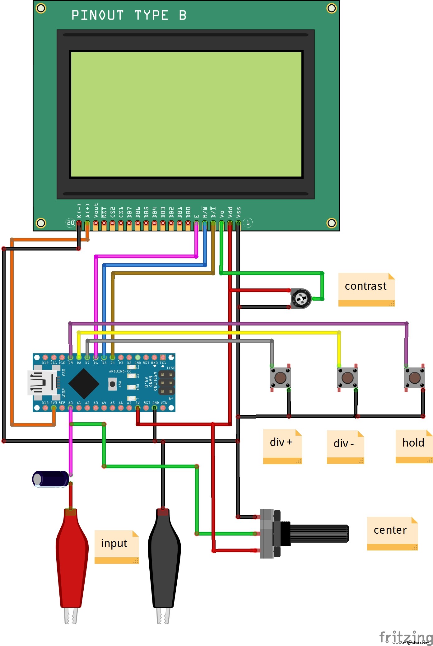 DIY Arduino Nano Oscilloscope (10 Hz–50 kHz) with 128×64 LCD