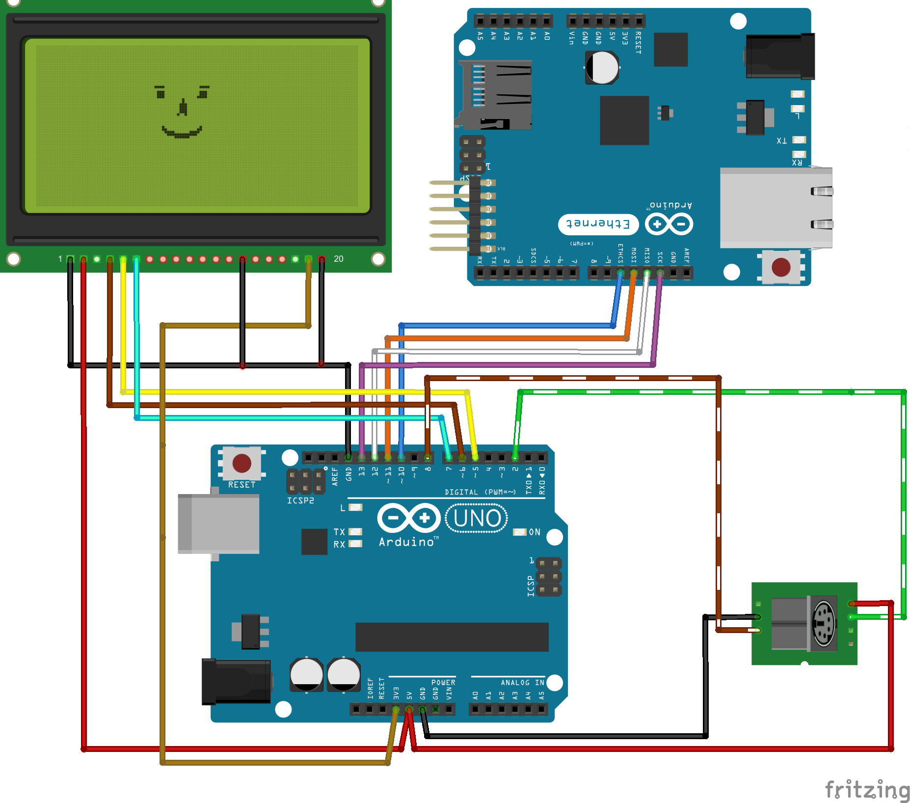 START: Standalone Arduino Terminal with PS2 Keyboard, LCD, Ethernet, and Remote Shell Access