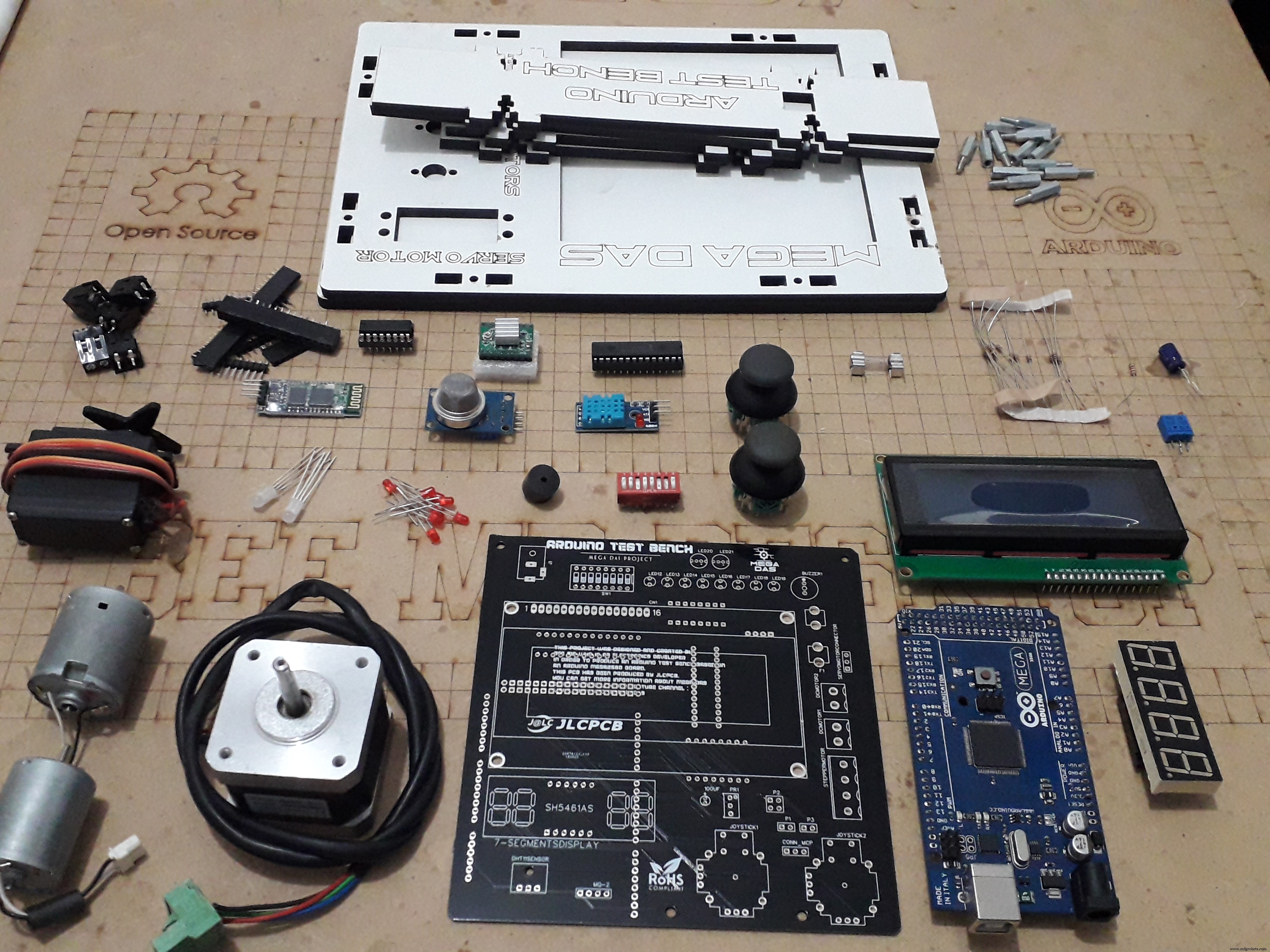 Comprehensive Arduino Training Kit with Mega 2560, Sensors, Motors, and Custom PCB