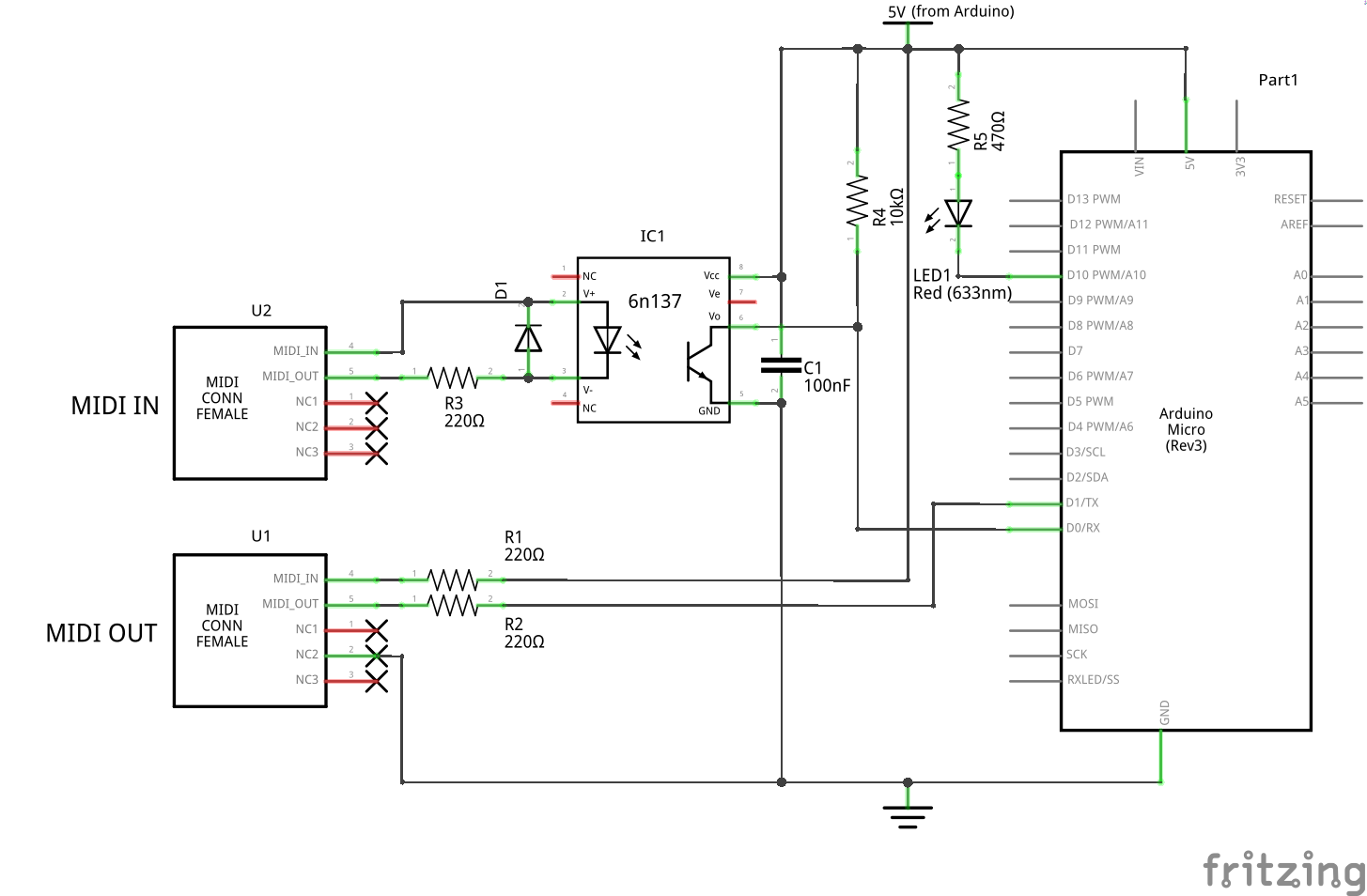 USB MIDI Adapter Kit for Arduino Micro / Leonardo – Complete Parts List