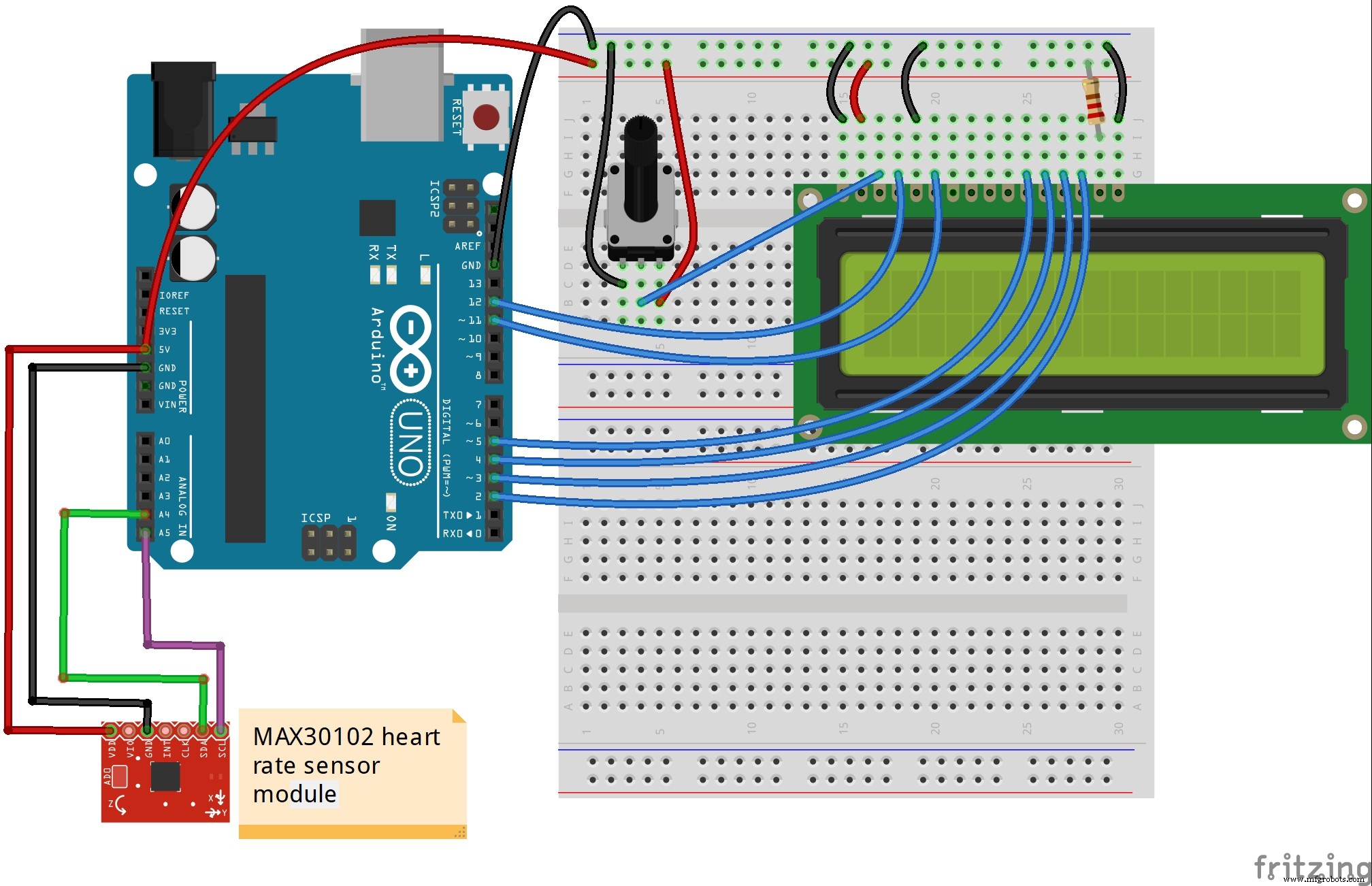Build a MAX 30102 Heart Rate Monitor with Arduino Nano & 16x2 LCD