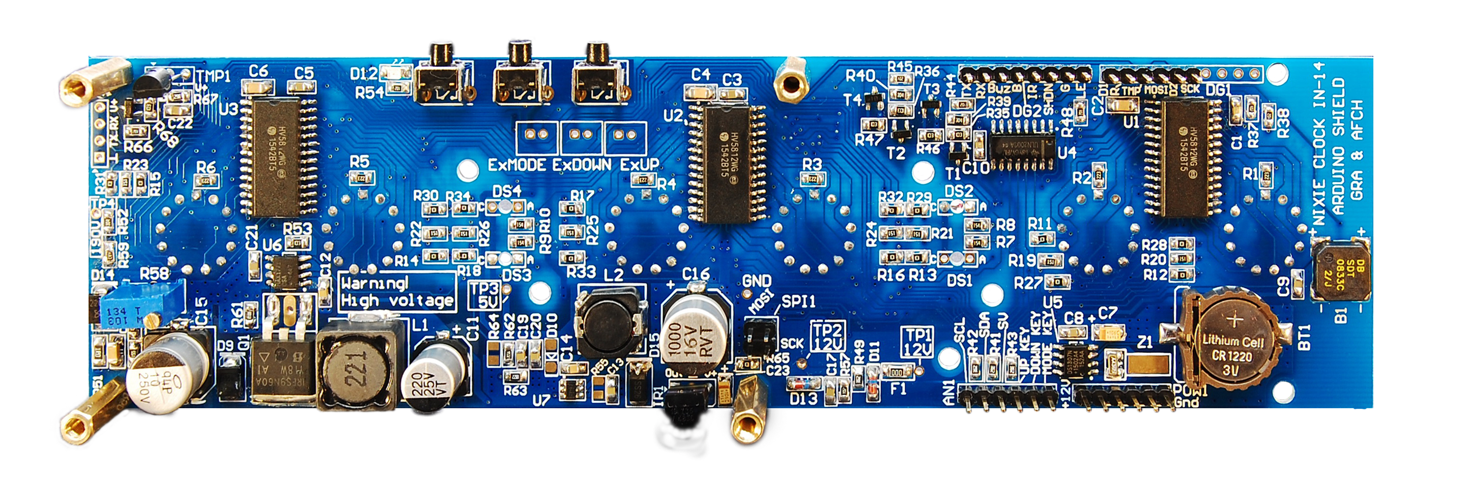 Nixie Tube Clock Shield NCS314 for Arduino UNO/MEGA – IN‑14/IN‑12 Compatibility