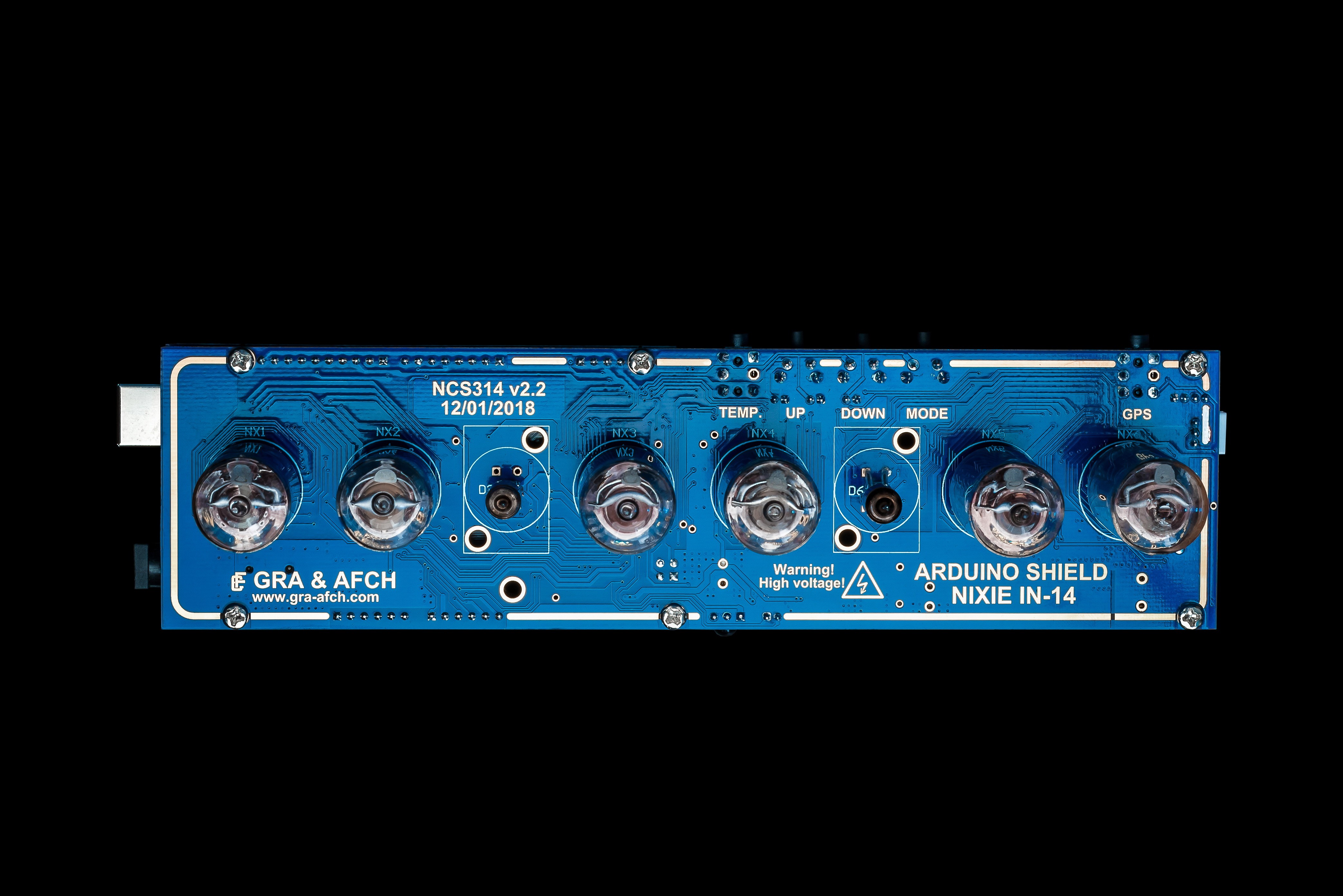 Nixie Tube Clock Shield NCS314 for Arduino UNO/MEGA – IN‑14/IN‑12 Compatibility