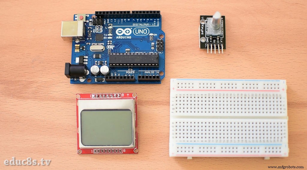 Create a Rotary Encoder‑Controlled Menu on a Nokia 5110 LCD with Arduino UNO