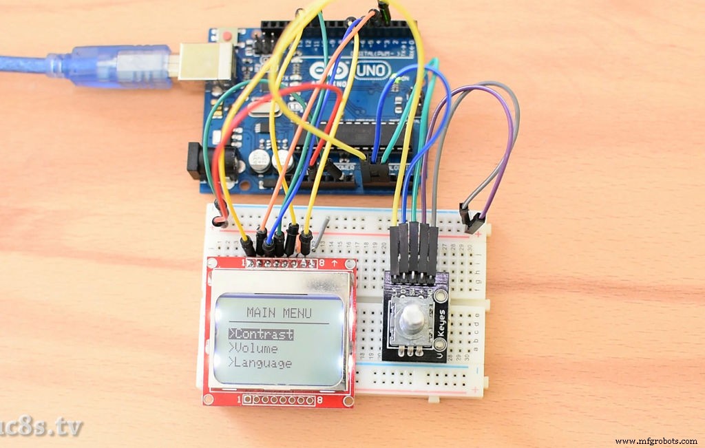 Create a Rotary Encoder‑Controlled Menu on a Nokia 5110 LCD with Arduino UNO