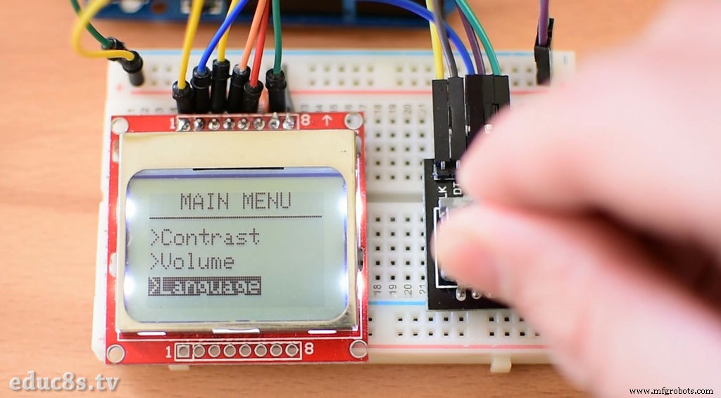 Create a Rotary Encoder‑Controlled Menu on a Nokia 5110 LCD with Arduino UNO