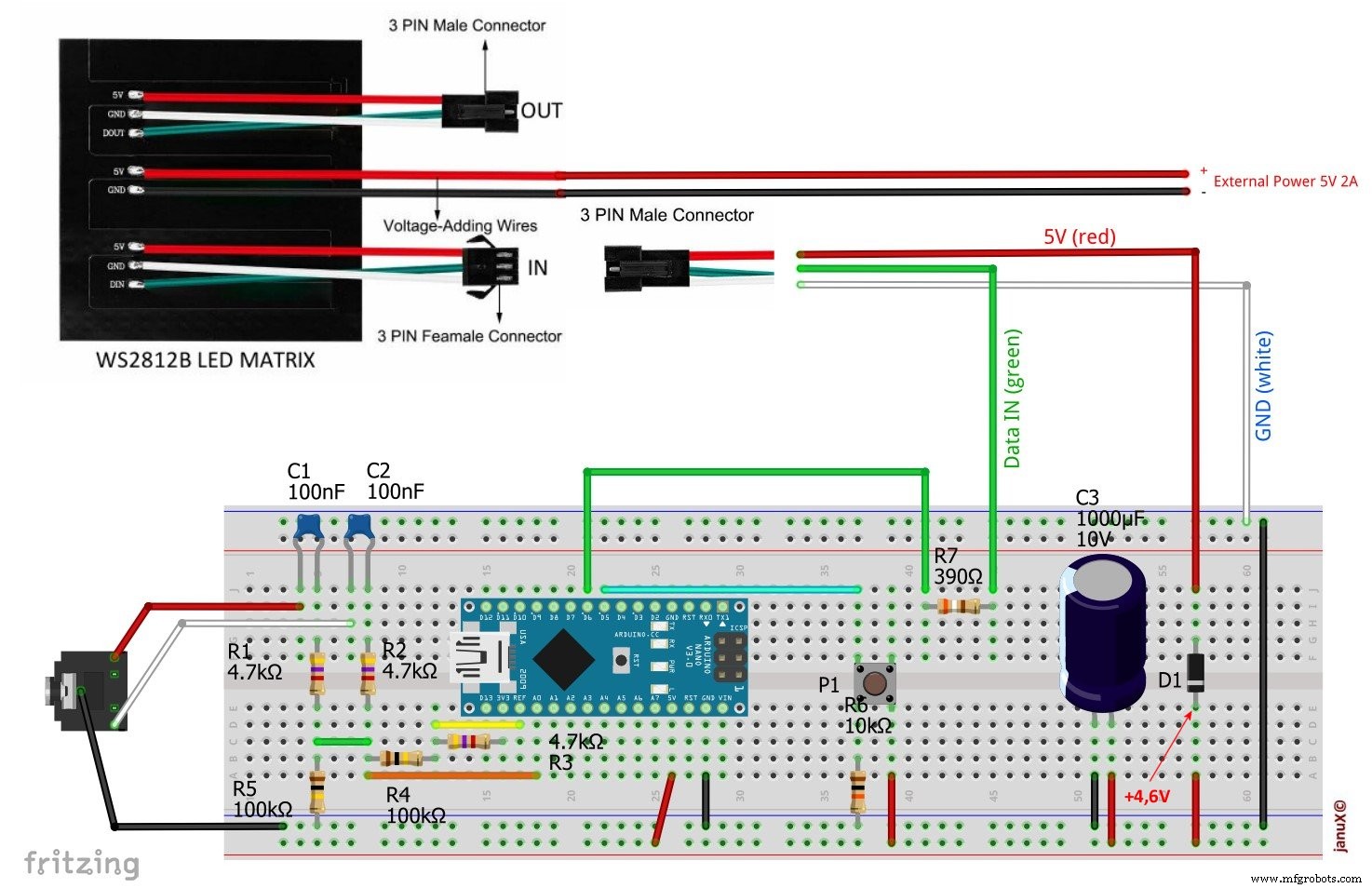 RGB 32‑Band Audio Spectrum Visualizer – Arduino LED Matrix Project