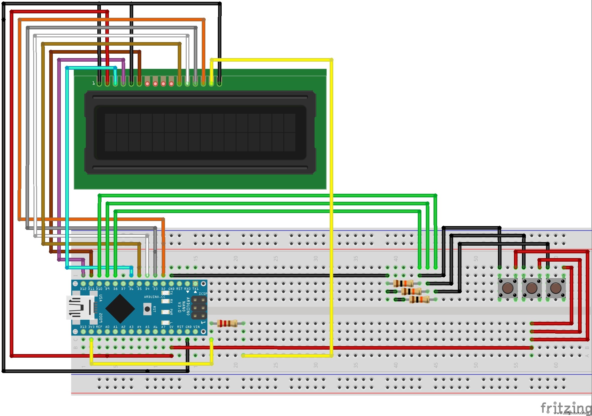 Build a Reliable LCD Stopwatch with Arduino Nano – No Potentiometer Needed