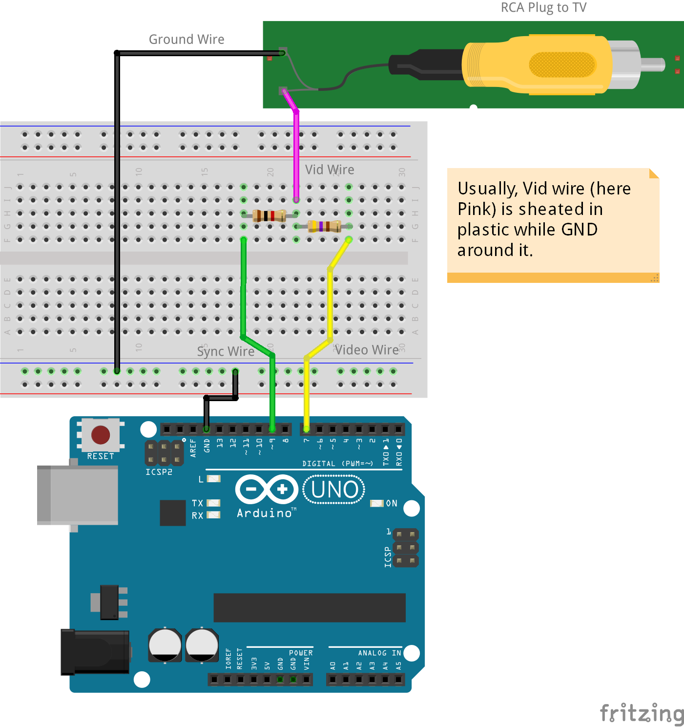 Build a TV Output Cable for Arduino UNO with Just Two Resistors