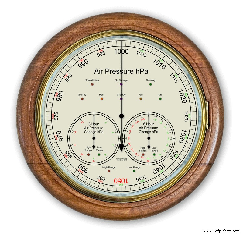 Precision Air Pressure Monitor: Arduino UNO & Nano Barometer with Dual Dials