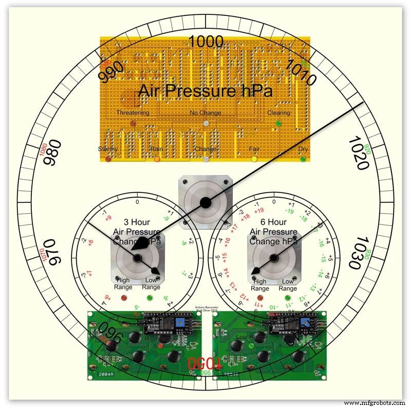 Precision Air Pressure Monitor: Arduino UNO & Nano Barometer with Dual Dials