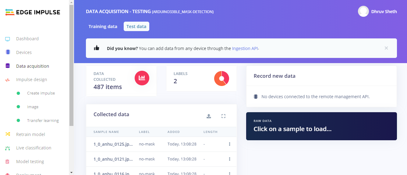 Spectrino: TinyML & IoT Touch-Free Solutions with Arduino Nano & ESP8266
