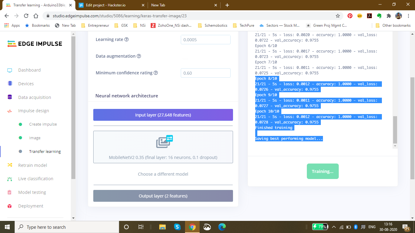 Spectrino: TinyML & IoT Touch-Free Solutions with Arduino Nano & ESP8266