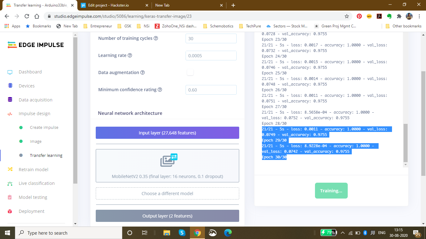 Spectrino: TinyML & IoT Touch-Free Solutions with Arduino Nano & ESP8266