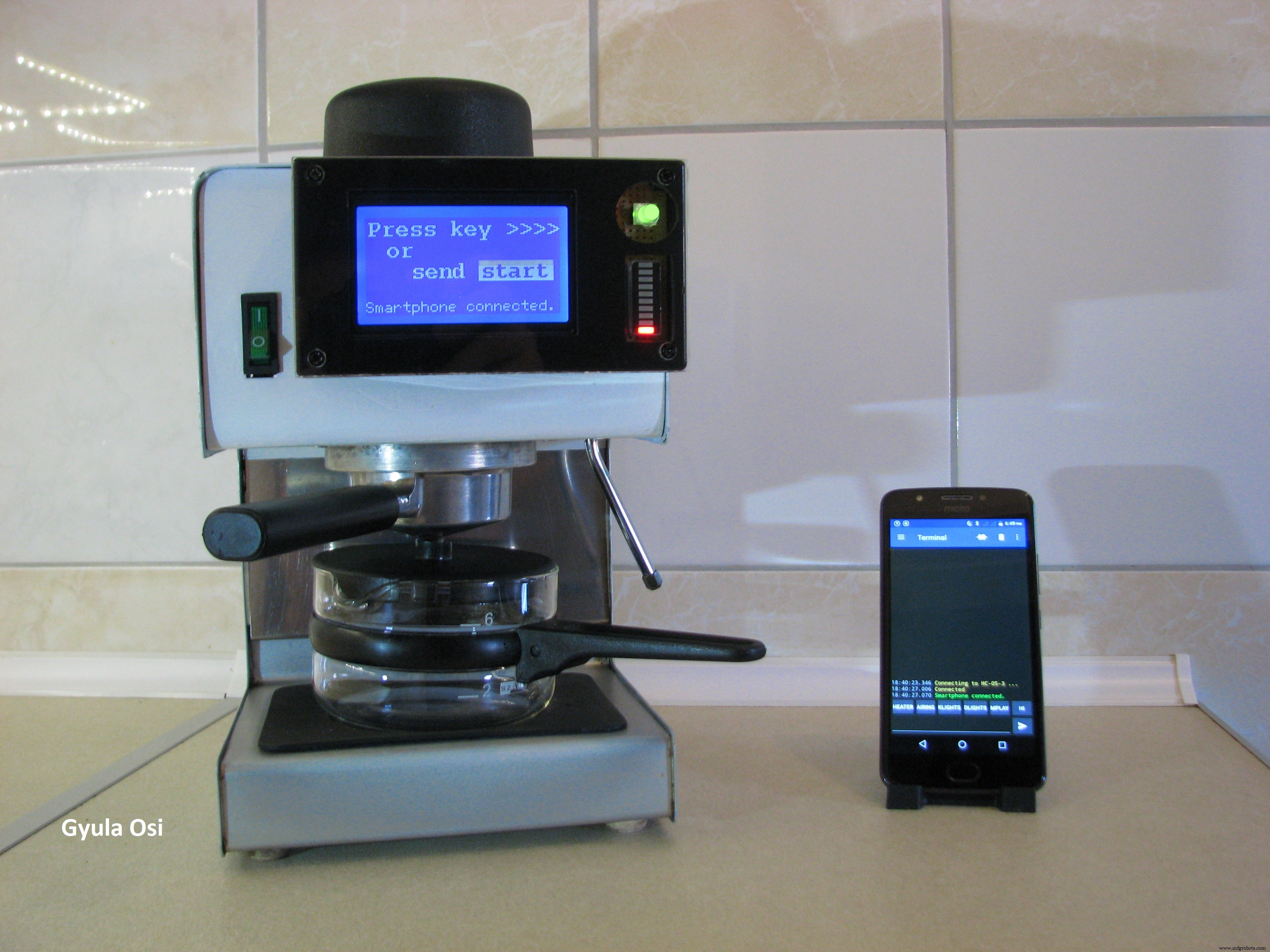 Arduino‑Powered Smart Coffee Maker with Bluetooth Control and Temperature Monitoring