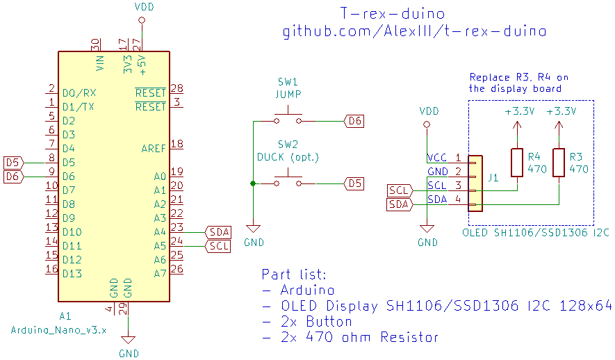 T-Rex-duino: Arduino Clone of the Classic Chrome Dinosaur Game