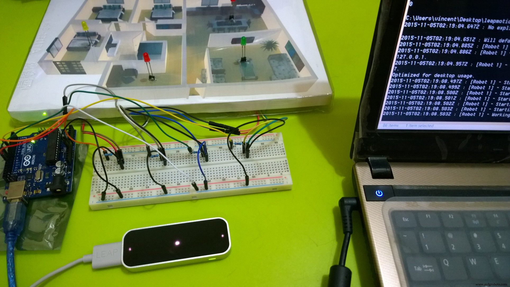 HomeBright: Smart Home Lighting Control with Leap Motion & Arduino UNO